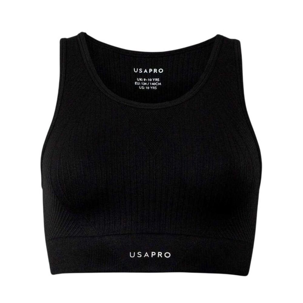 USA Girls Pro Seamless Crop Top / Black